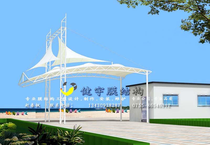 供應用于遮陽遮雨的標志景觀蓬膜結(jié)構(gòu)/大門雨棚設計