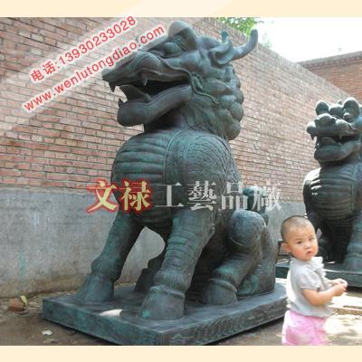 鑄銅麒麟雕塑廠家銅雕麒麟圖片