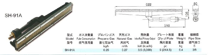 SH-91A日本正英红外经瓦斯炉图片