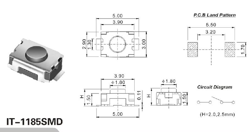 供應輕觸開關IT-1185SMD