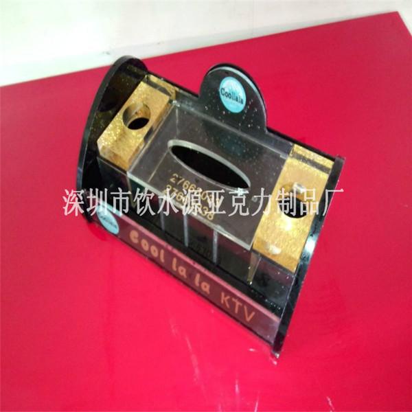 供應(yīng)酒店用商場專柜用亞克力紙巾盒 金色logo紙巾盒 包裝盒 定制盒子