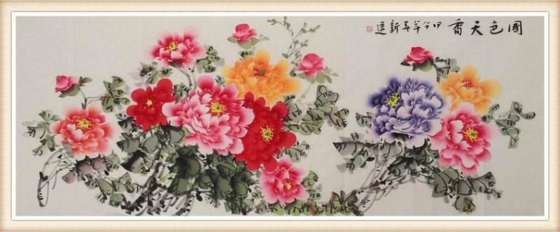 供應(yīng)長沙畫廊大型六尺名家牡丹國畫價優(yōu)