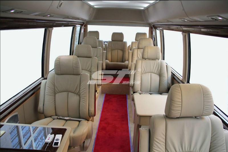 供應(yīng)考斯特改裝11座對座豪華商務(wù)車考斯特加裝辦公桌考斯特座椅包真皮