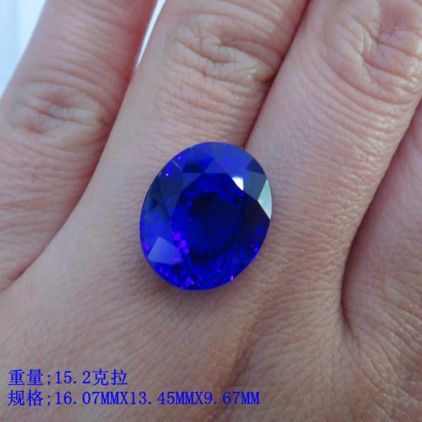 供應(yīng)15.2克拉火彩美麗橢圓形坦桑石 坦桑石一克拉的價(jià)格