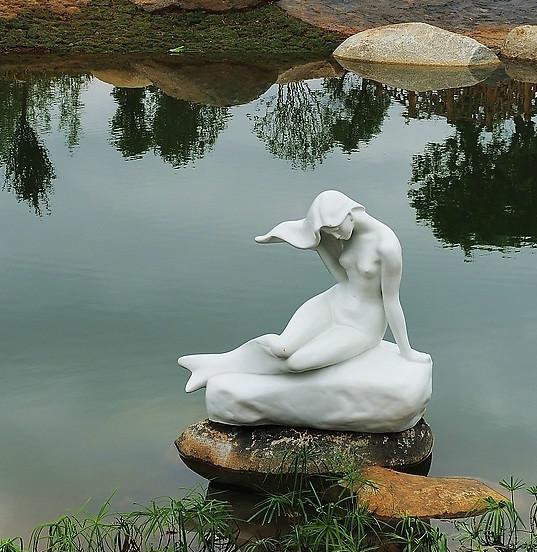 供應(yīng)石雕美人魚(yú)飛天西施天女散花嫦娥石雕中外女神石雕美女