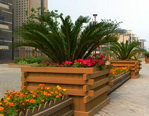 北京木塑花箱花架，塑木公園椅，公園塑木地板，市政園林椅