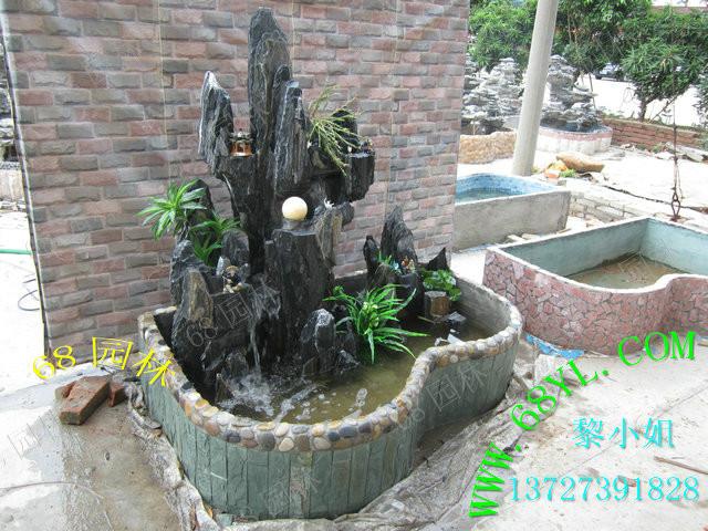 供應(yīng)廣東虎劈石流水假山魚池盆景庭院魚池 山水盆景 露臺庭院綠化施工