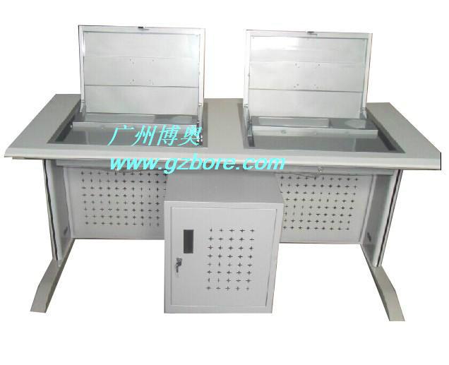 供應鋼木雙位翻轉式電腦桌