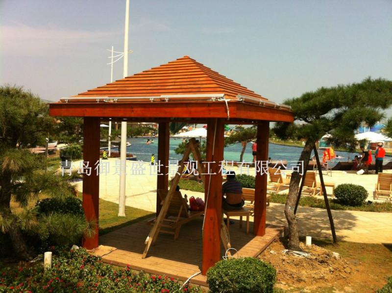 青島木涼亭木亭子四角亭圖片