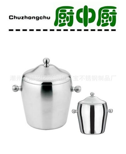 供應(yīng)鼓形手提式不銹鋼雙層冰粒桶