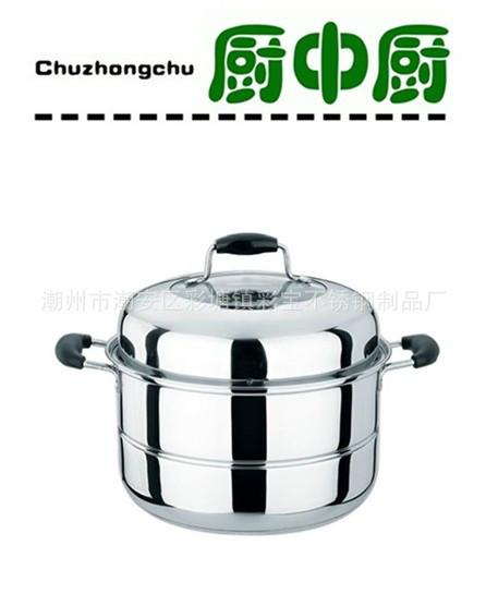 高級不銹鋼無磁復(fù)底單層蒸王鍋圖片