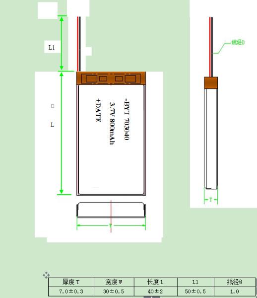 聚合物电池703040-800图片